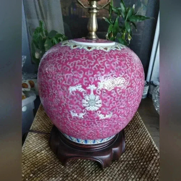 Vintage Chinese rose lamp  base - Picture 1 of 6